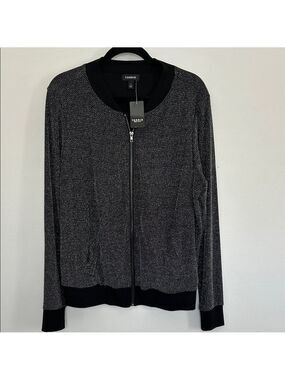 Torrid Black and Metallic Silver Bomber Jacket NWT